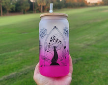Load image into Gallery viewer, Mushroom Beer Can Glass | Boho Mushroom Coffee Glass | Aesthetic Coffee Glass | 16 oz