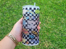 Load image into Gallery viewer, Chekered Beer Can Glass | Boho Cute Kawaii Coffee Glass | 20 oz