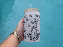 Load image into Gallery viewer, Mushroom Beer Can Glass | Boho Mushroom Coffee Glass | Aesthetic Coffee Glass | 16 oz