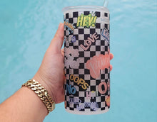 Load image into Gallery viewer, Chekered Beer Can Glass | Boho Cute Kawaii Coffee Glass | 20 oz