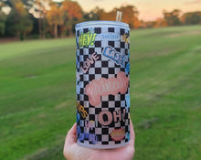 Load image into Gallery viewer, Chekered Beer Can Glass | Boho Cute Kawaii Coffee Glass | 20 oz