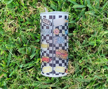 Load image into Gallery viewer, Chekered Beer Can Glass | Boho Cute Kawaii Coffee Glass | 20 oz
