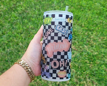 Load image into Gallery viewer, Chekered Beer Can Glass | Boho Cute Kawaii Coffee Glass | 20 oz