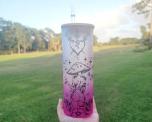 Load image into Gallery viewer, Mushroom Beer Can Glass | Boho Mushroom Coffee Glass | Aesthetic Coffee Glass | 24 oz