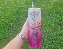 Load image into Gallery viewer, Mushroom Beer Can Glass | Boho Mushroom Coffee Glass | Aesthetic Coffee Glass | 24 oz