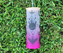 Load image into Gallery viewer, Mushroom Beer Can Glass | Boho Moth Coffee Glass | Aesthetic Coffee Glass | 24 oz