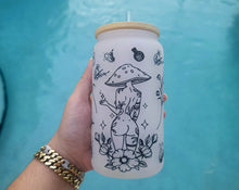 Load image into Gallery viewer, Mushroom Beer Can Glass | Boho Mushroom Coffee Glass | Aesthetic Coffee Glass | 16 oz