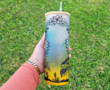 Load image into Gallery viewer, Mushroom Beer Can Glass | Boho Mushroom Coffee Glass | Aesthetic Coffee Glass | 24 oz