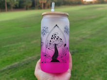 Load image into Gallery viewer, Mushroom Beer Can Glass | Boho Mushroom Coffee Glass | Aesthetic Coffee Glass | 16 oz
