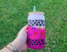 Load image into Gallery viewer, Cow Print Glass Cup | Iced Coffee Glass Cup | Trendy Pattern Glass Cup |