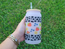 Load image into Gallery viewer, Cow Print Glass Cup | Iced Coffee Glass Cup | Trendy Pattern Glass Cup |