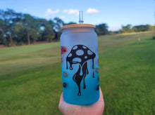 Load image into Gallery viewer, Drippy Mushroom Beer Can Glass With Kisses all over | Custom Cup with Lid & Straw