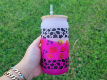 Load image into Gallery viewer, Cow Print Glass Cup | Iced Coffee Glass Cup | Trendy Pattern Glass Cup |