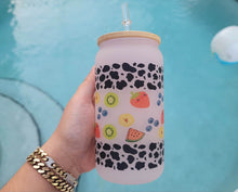 Load image into Gallery viewer, Cow Print Glass Cup | Iced Coffee Glass Cup | Trendy Pattern Glass Cup |