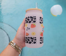 Load image into Gallery viewer, Cow Print Glass Cup | Iced Coffee Glass Cup | Trendy Pattern Glass Cup |