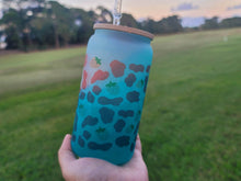 Load image into Gallery viewer, Cow Print Glass Cup | Iced Coffee Glass Cup | Trendy Pattern Glass Cup