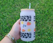 Load image into Gallery viewer, Cow Print Glass Cup | Iced Coffee Glass Cup | Trendy Pattern Glass Cup |