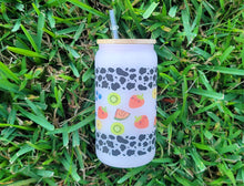 Load image into Gallery viewer, Cow Print Glass Cup | Iced Coffee Glass Cup | Trendy Pattern Glass Cup |