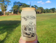 Load image into Gallery viewer, Skulls Mushroom Beer Can Glass | Boho Mushroom Coffee Glass |