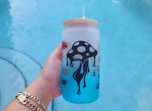 Load image into Gallery viewer, Drippy Mushroom Beer Can Glass With Kisses all over | Custom Cup with Lid & Straw