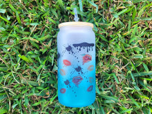 Load image into Gallery viewer, Drippy Mushroom Beer Can Glass With Kisses all over | Custom Cup with Lid & Straw