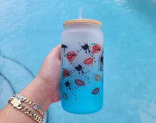 Load image into Gallery viewer, Drippy Mushroom Beer Can Glass With Kisses all over | Custom Cup with Lid & Straw