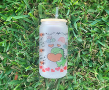 Load image into Gallery viewer, Valentine's Day Beer Can Glass | Dinosaur Beer Can, Kawaii Heart Cup With Lid