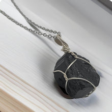 Load image into Gallery viewer, Natural Raw black tourmaline pendant necklace Wire wrapped