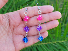 Load image into Gallery viewer, Tripe Dice Cascade Dangle Earrings With Stainless Steel Hooks Handmade