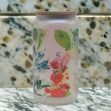 Load image into Gallery viewer, Floral Mostera Beer Can glass | Boho Coffee Glass | 16 oz Libbey