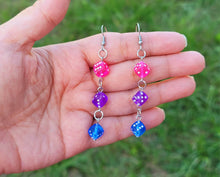 Load image into Gallery viewer, Tripe Dice Cascade Dangle Earrings With Stainless Steel Hooks Handmade