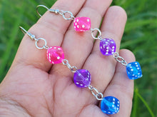 Load image into Gallery viewer, Tripe Dice Cascade Dangle Earrings With Stainless Steel Hooks Handmade