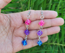 Load image into Gallery viewer, Tripe Dice Cascade Dangle Earrings With Stainless Steel Hooks Handmade