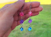 Load image into Gallery viewer, Tripe Dice Cascade Dangle Earrings With Stainless Steel Hooks Handmade