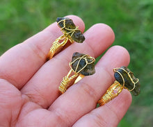Load image into Gallery viewer, 100% Natural Raw Moldavite Rings Wire Wrapped / Genuine Moldavite