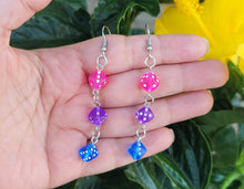 Load image into Gallery viewer, Tripe Dice Cascade Dangle Earrings With Stainless Steel Hooks Handmade