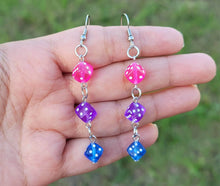 Load image into Gallery viewer, Tripe Dice Cascade Dangle Earrings With Stainless Steel Hooks Handmade