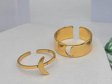 Load image into Gallery viewer, Adjustable Open Moon Double Ring Set , Thumb Ring,
