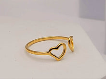 Load image into Gallery viewer, Adjustable Open Heart Ring, Thumb Ring, Adjustable Wraparound Heart Ring, Gold