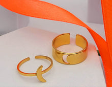 Load image into Gallery viewer, Adjustable Open Moon Double Ring Set , Thumb Ring,