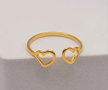Load image into Gallery viewer, Adjustable Open Heart Ring, Thumb Ring, Adjustable Wraparound Heart Ring, Gold