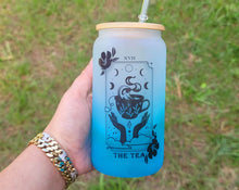 Load image into Gallery viewer, The Tea Tarot Card Glass Can | 16 oz Can Glass | Witch Gift | Tea Cup