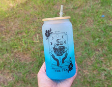Load image into Gallery viewer, The Tea Tarot Card Glass Can | 16 oz Can Glass | Witch Gift | Tea Cup
