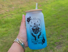 Load image into Gallery viewer, The Tea Tarot Card Glass Can | 16 oz Can Glass | Witch Gift | Tea Cup