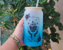 Load image into Gallery viewer, The Tea Tarot Card Glass Can | 16 oz Can Glass | Witch Gift | Tea Cup