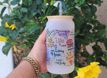 Load image into Gallery viewer, Self Love Beer Can Glass | Boho Affirmation Coffee Glass Libbey 16 oz