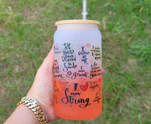 Load image into Gallery viewer, Self Love Beer Can Glass | Boho Affirmation Coffee Glass Libbey 16 oz