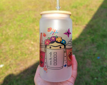 Load image into Gallery viewer, Frida Kahlo Cafecitos Glass Cup, 16oz Glass Can, 16oz Libbey Can