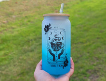 Load image into Gallery viewer, The Tea Tarot Card Glass Can | 16 oz Can Glass | Witch Gift | Tea Cup