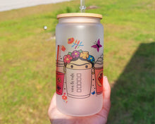 Load image into Gallery viewer, Frida Kahlo Cafecitos Glass Cup, 16oz Glass Can, 16oz Libbey Can